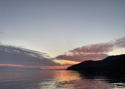 Sonnenuntergang auf dem Boot Thor